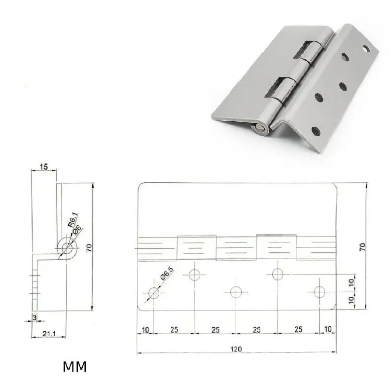304 SS Step Hinge 120 x 70 mm Heavy Duty Bending Hinge for Use in For Bus Battery Containment Systems and DC Power Setups