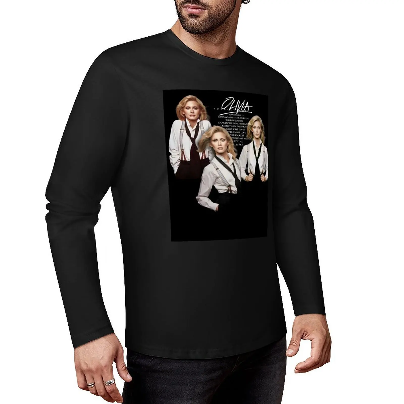 Olivia Newton-John - Totally Hot Track List Long T-Shirt anime korean fashion oversized t shirts men t shirts