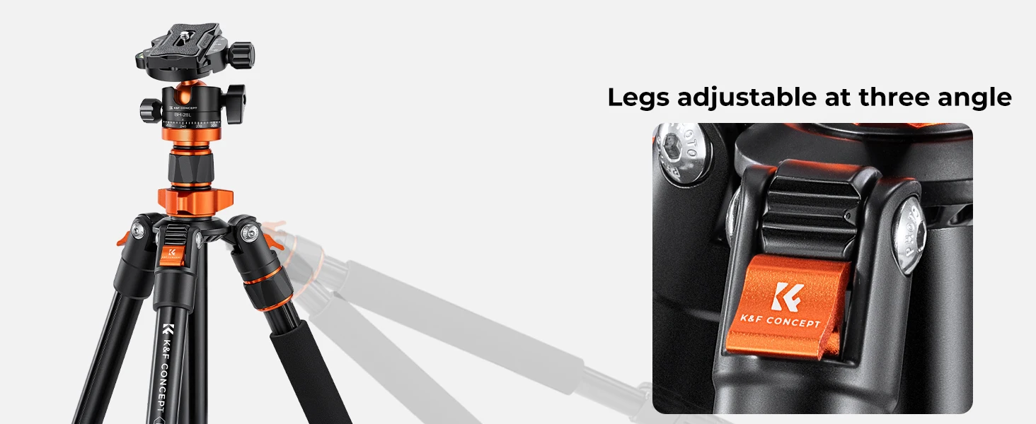 K&F CONCEPT 2 m Overhead-Aluminium-DSLR-Stativ, kompaktes tragbares Vlog-Stativ, Einbeinstativ, 22 lbs/10 kg Tragkraft, K234A7 + BH-28L Kamerastative – Detail 15