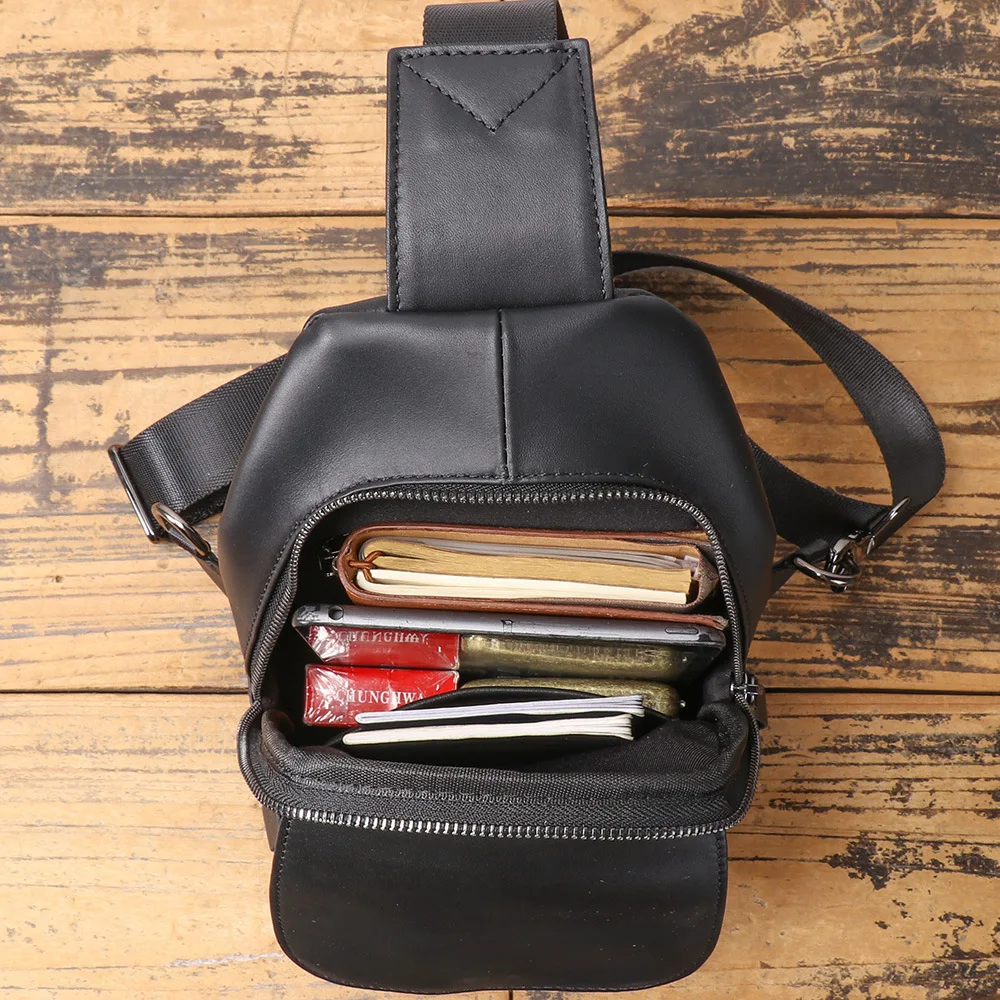 New Genuine Leather Chest Bag - Large Capacity Crossbody Sling Bag, Lightweight Multifunctional Waist Pack for Outdoor