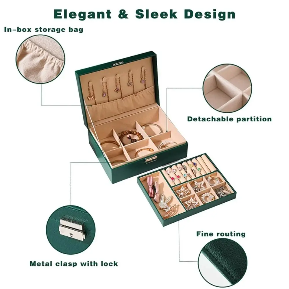 

Jewelry Display Double Layer Jewelry Box Ornaments Case Storage PU Leather Displays Box Double Storage Packaging