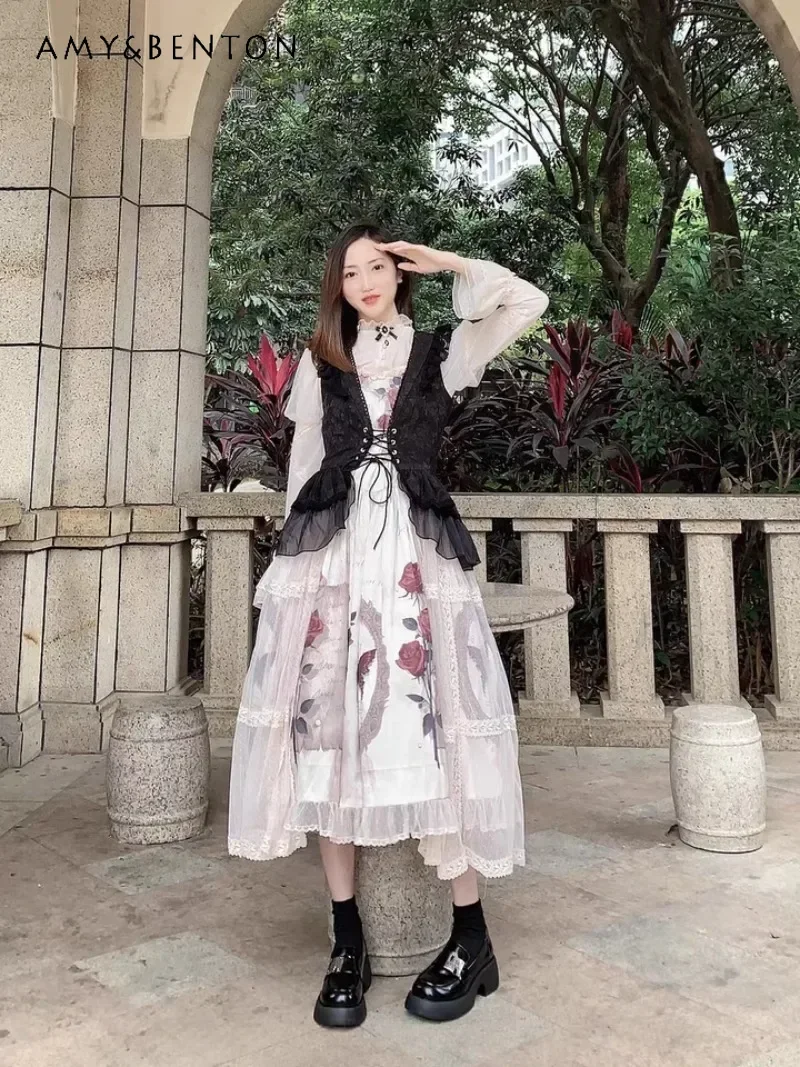 

2025 New Japanese Original Halloween Costume Daily Gothic Dark Long Sleeve Classical Elegant French Lolita Dress For Women