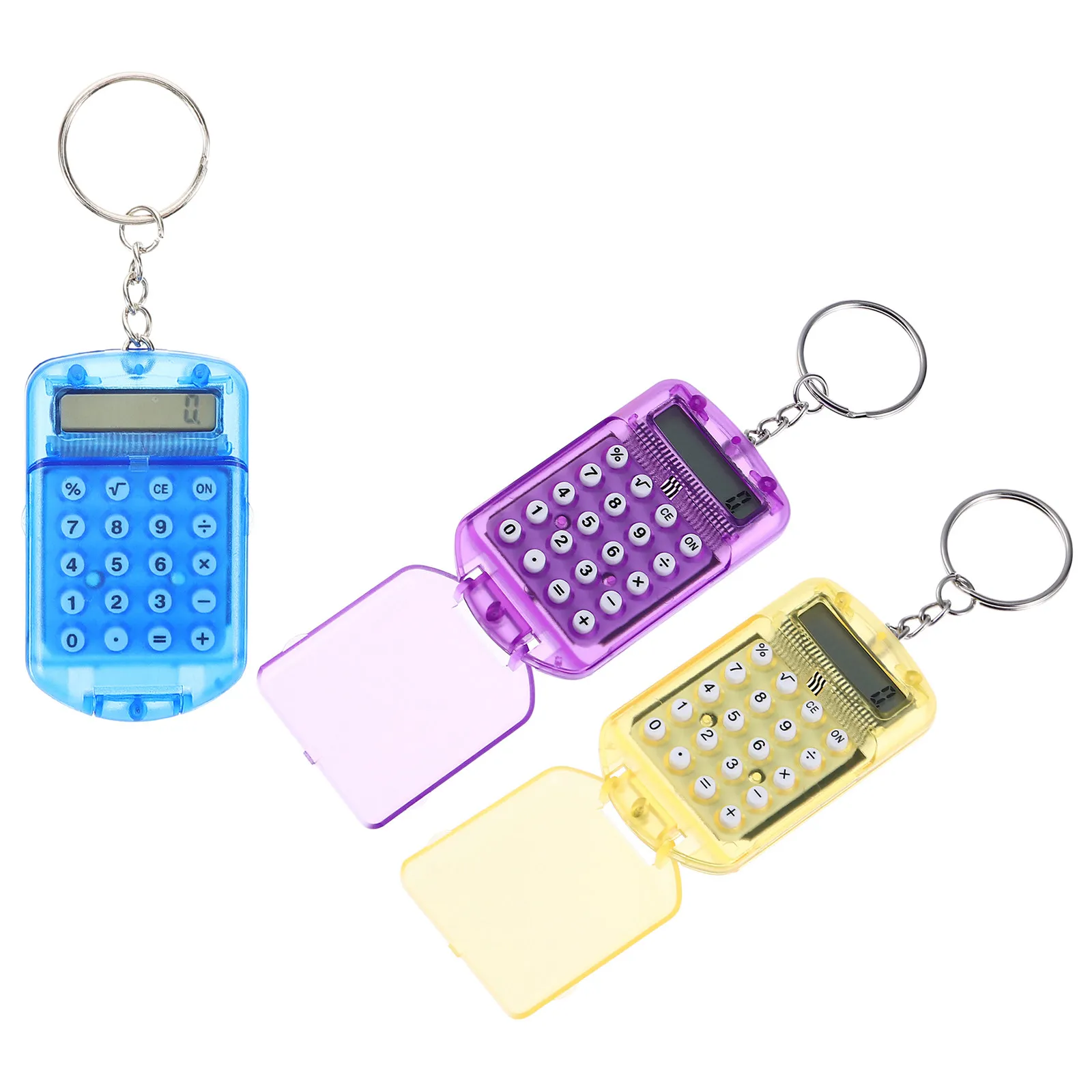 3Pcs Mini Portable Calculator Keyring Small Size Pocket Electronic Calculator for School Office Nursing Back to School