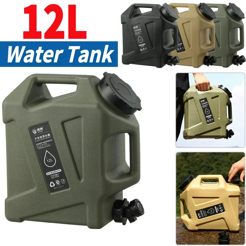 

12L Camping Water Container Large Capacity Portable Camping Water Bag Container with Faucet Driving Water Tank for Picnic Hiking
