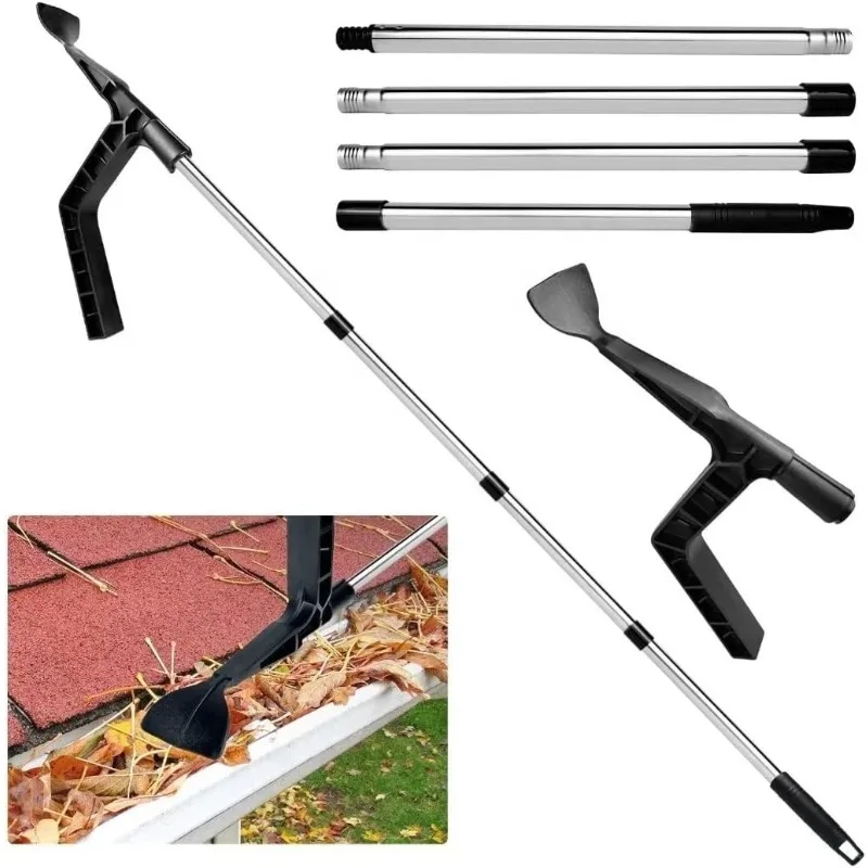 Aluminum Telescopic Gutter Cleaning Brush Household Roofing Tools