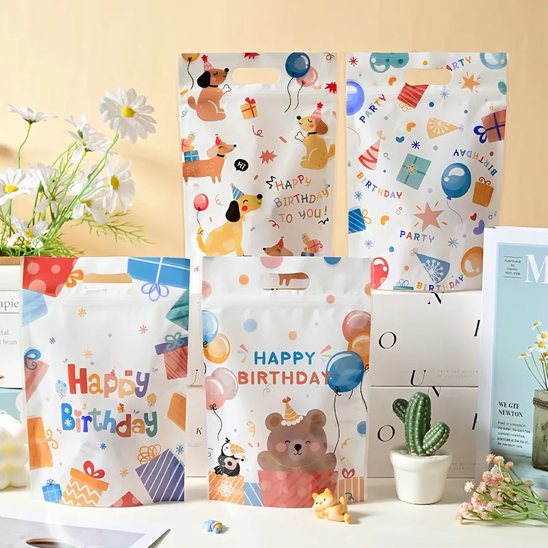 10/20/30/50pcs Stand-up Pouch Birthday Style Cute Cartoon Pattern Gift Storage Bag  Snowflake Crisp Cookies Nougat Bags TMZ