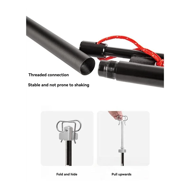 

B48B-Уличная телескопическая подставка для лампы с двойными крючками, складной светильник из алюминиевого сплава, держатель для кемпинговой лампы, вешалка