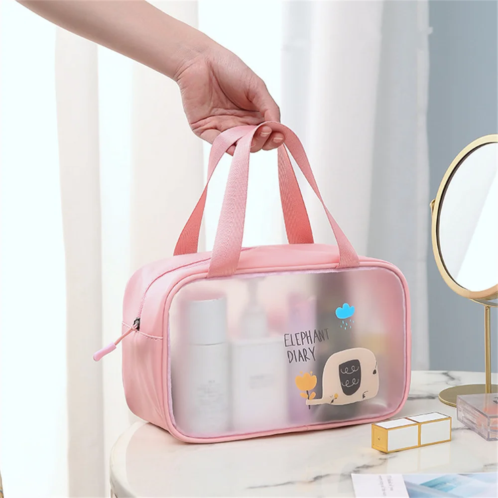 Cartoon Portable Travel Wash Bag Transparent Pvc Waterproof Makeup Storage Pouch Large Capacity Cosmetic Organizer Handbag