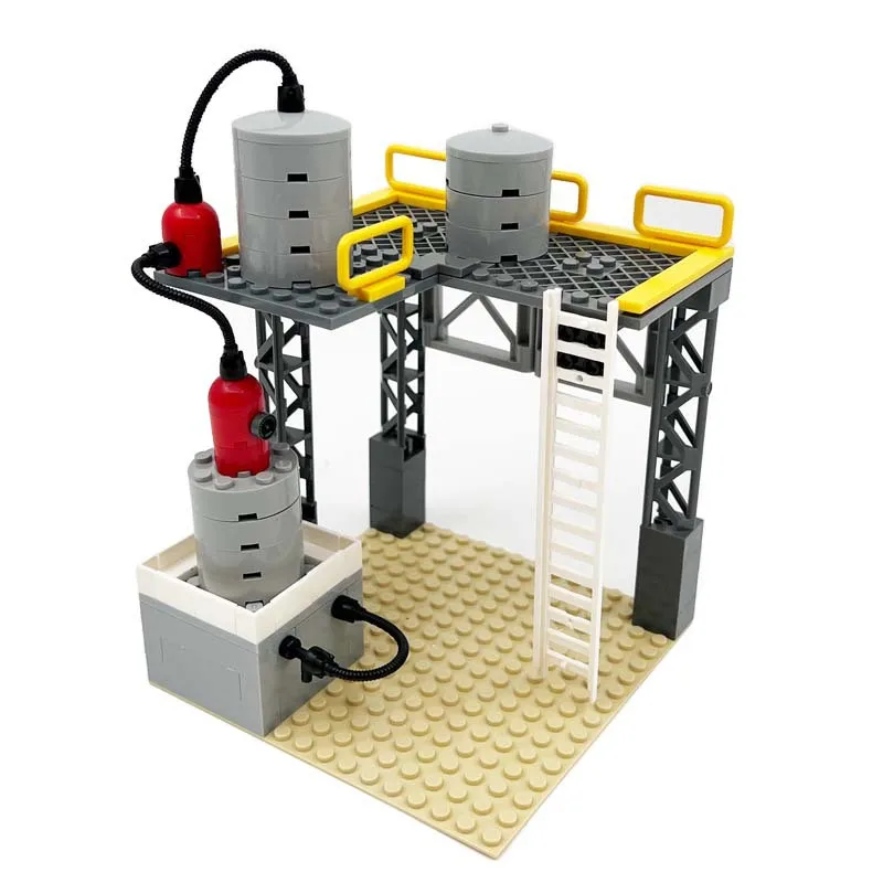 

City Street View Train Tanker Fuel Processing Scene Building Blocks DIY Assembled Construction Bricks Set