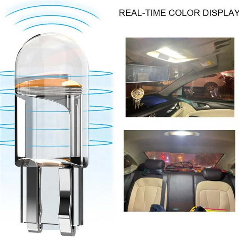 Bulk Pack T10 W5W DC 12V LED Car Light Canbus Glass COB Reading Dome Marker Wedge License Plate Bulb - 5/10/50/100PCS
