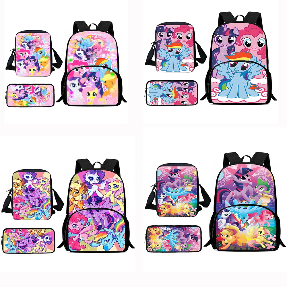 Mochila escolar de gran capacidad para niños y niñas, bolso de hombro, estuche para lápices, lindo Anime, My Littles Ponys, el mejor regalo