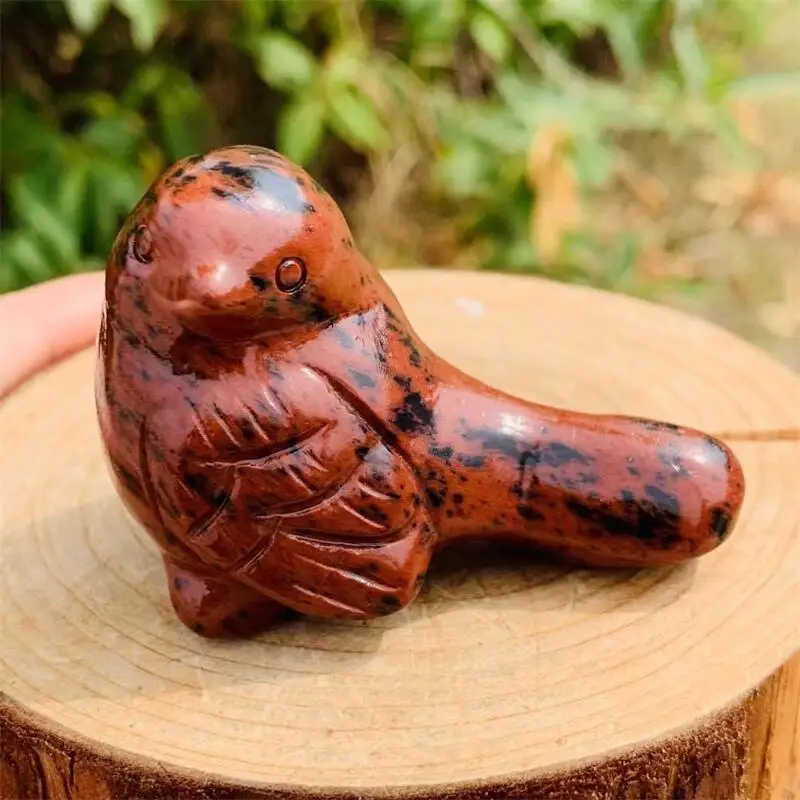 Natural Red Obsidian Bird Carving Healing Crystal Stone Birthday Present Home Office Decoration 1PCS