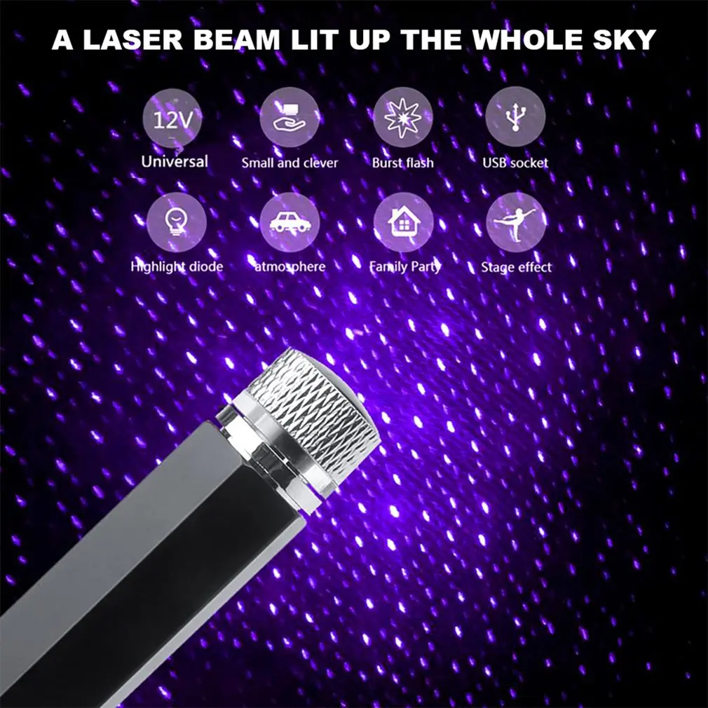 Proyektor Lampu Malam Bintang Atap Mobil LED Romantis Lampu Galaxy Suasana Lampu Dekoratif USB Lampu Dekorasi Interior Mobil Yang Dapat Disesuaikan