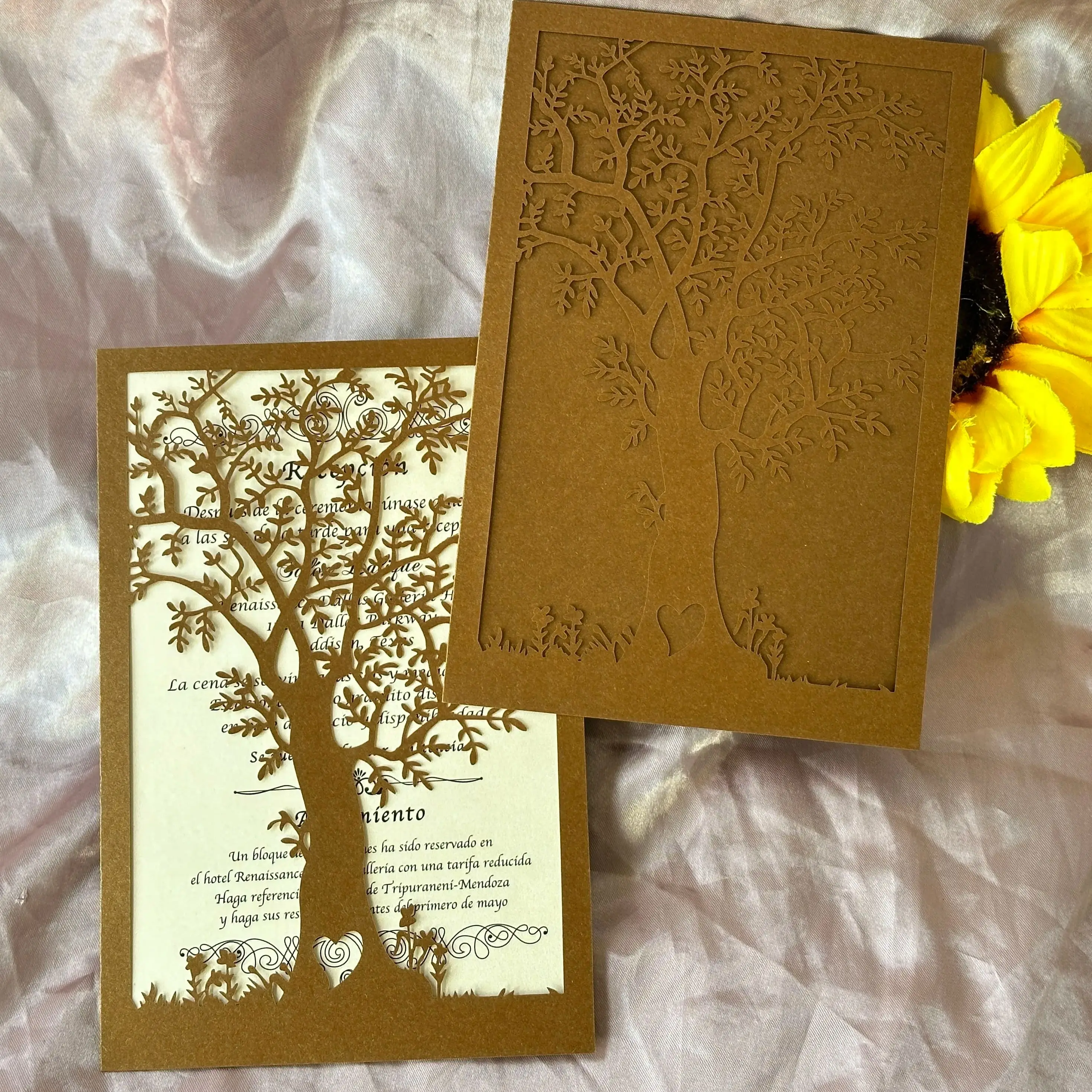 

10pcs Tree Style Laser Cut Wedding Invitation Card,Customize Colors Engagement Party Greeting Invitations for Favor Decoration