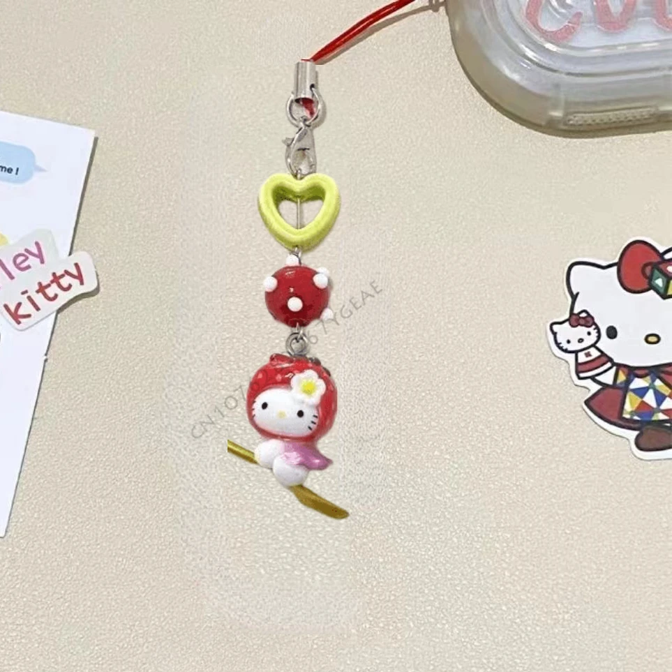 Kawaii Sanrio Pendant Hello Kitty Super Cute Angel Fairy Stick Beaded Mobile Phone Chain Cartoon Cute Short Chains