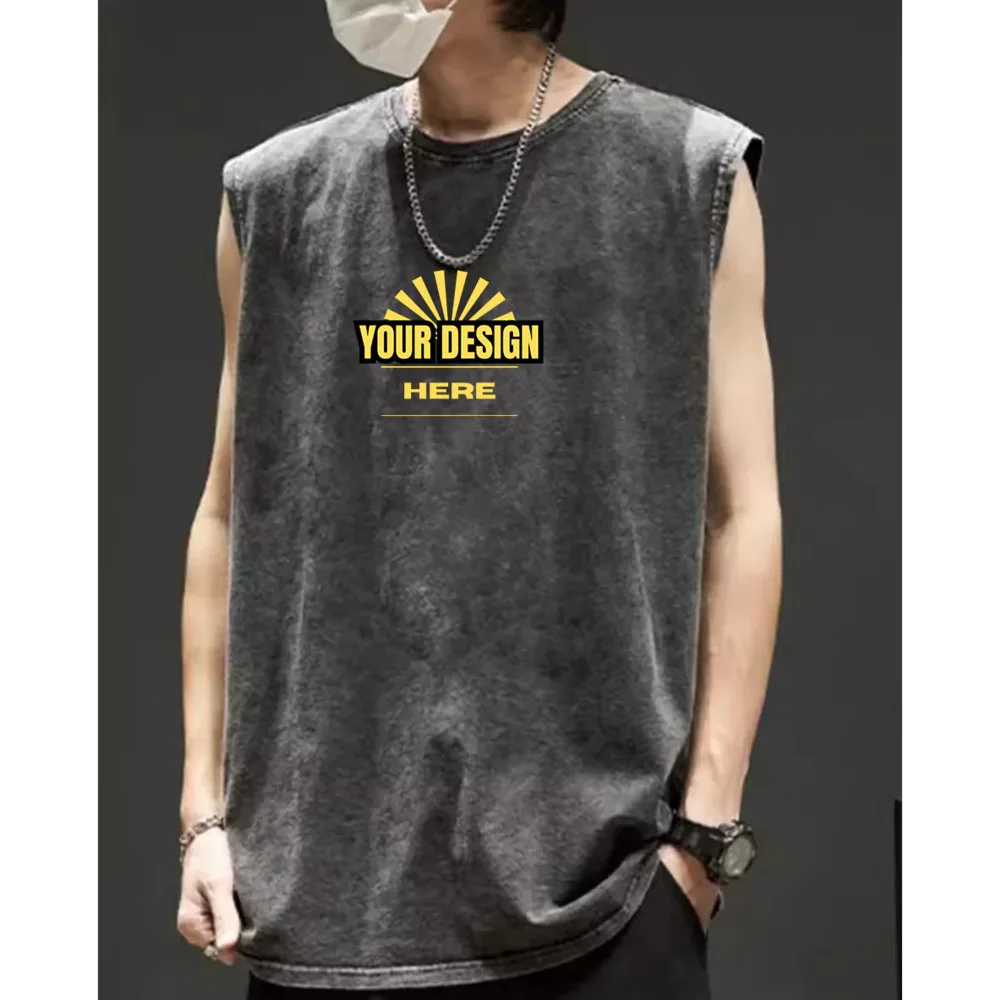 Custom Vintage Wash Cotton Vest Trendy And Comfortable For All Day Wear Tee