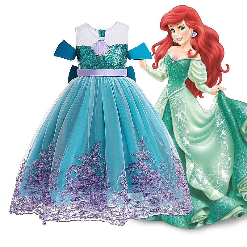 

Girl Mermaid Cosplay Dresses Halloween Performance Children's Day Role Play Mermaid Mesh Dress Carnival Party Fancy Dress