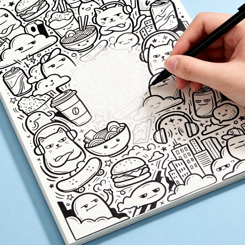 A Cartoon Graffiti Coloring Book, A High-definition Line Draft Copy, An Art Creation Drawing Book, 21x14cm, 24 Vivid Patterns