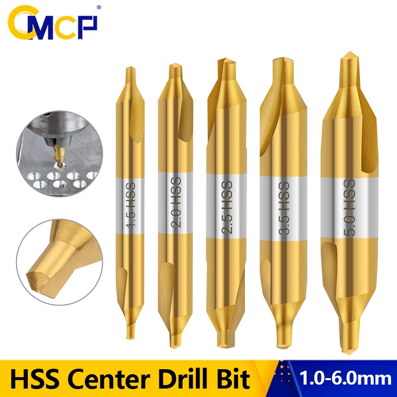 

CMCP 60 Degree HSS Center Drill Bit Titanium Coated Combined Countersinks Angle Bit 1.0-6.0mm Hole Drill Hole Cutter For Metal