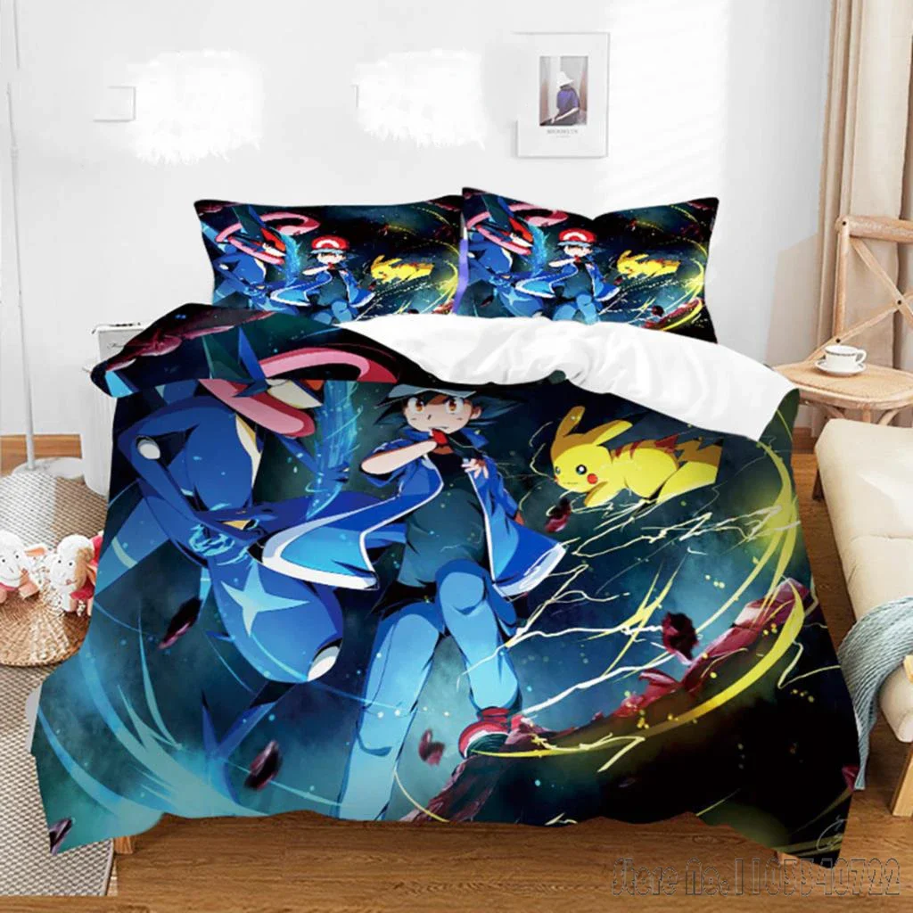 2026-アニメ人気ポケモン枕カバーピカチュウ寝具セットベビー布団カバーセット寝具ツインシングルキング子供大人ギフト