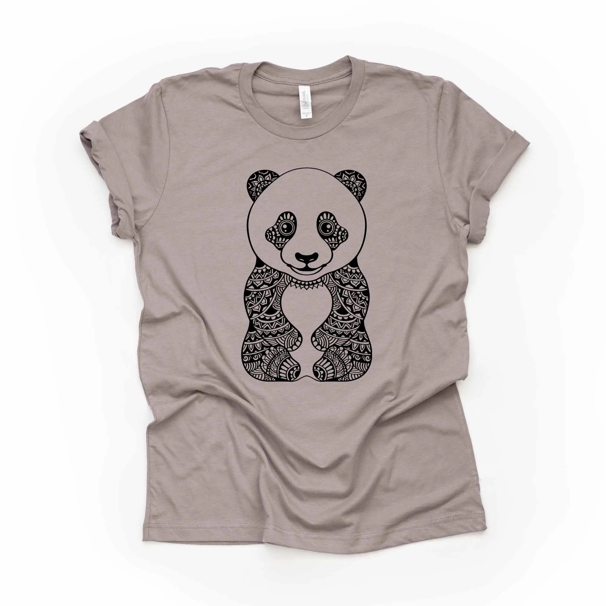 Panda T Shirt Mandala Super Cute Design On Premium Bella Canvas Unisex 5 Color Choices Plus Sizes Available