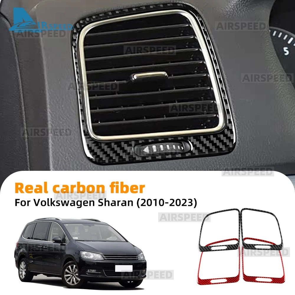 Echte Weiche Carbonfaser-Aufkleber für Volkswagen Sharan 7N 2010 2011 2012 2013 2014 2015 2016 2017 2018 2019 2020 2021 2022 2023 Auto-Luftauslass Seitliche Mittelkonsole