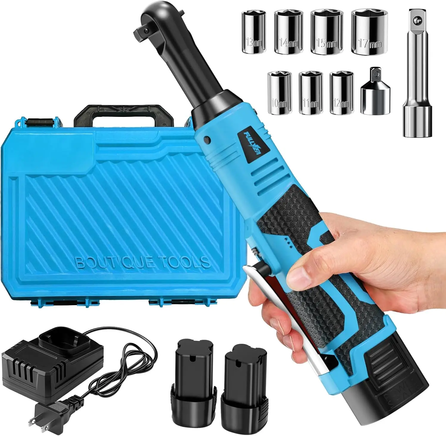 

Cordless Ratchet Wrench Set, 16.8V 3/8" 550 RPM with 2 Batteries & Sockets