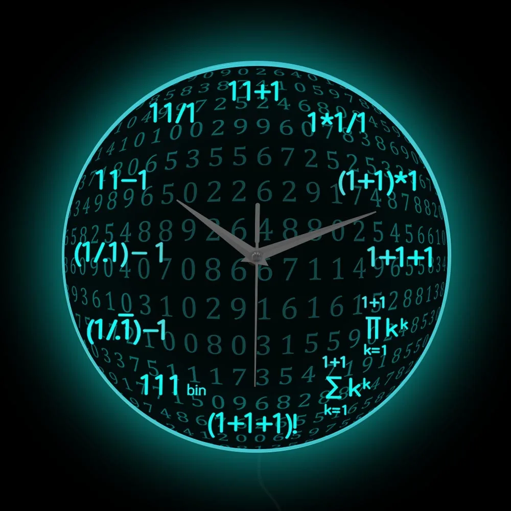 One o'Clock Maths Equation LED Lighted Clock For School Classroom Decor Mathematical Formular Night Light Neon Sign Wall Clock