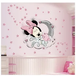 Baby Room Wall Sticker Minnie Sleeping Sweet Dreams Wallpaper Princess Child Bedroom Decor Mural Cute Cartoon Mickey Decal kids