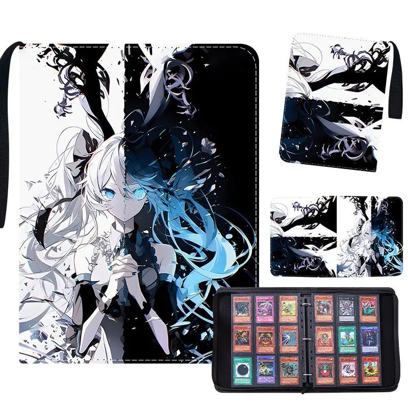 初音ミク-ホットアイテム-400枚-900枚収納-カードアルバム-ブックフォルダー-4-9枚カードスロット-コレクション-ジッパー付きダブルポケット-カードバインダーホルダー