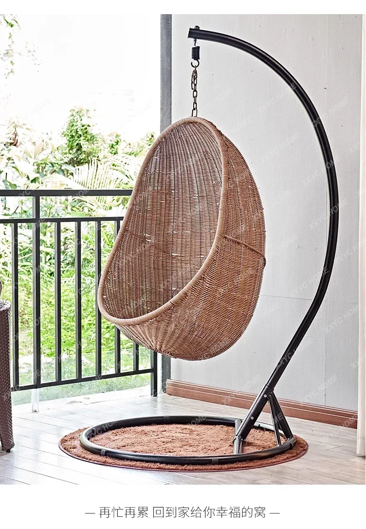 A Bird's Nest Hanging Basket Rattan Chair Courtyard Swing Hanging Leisure Glider Egg-Shaped Armchair