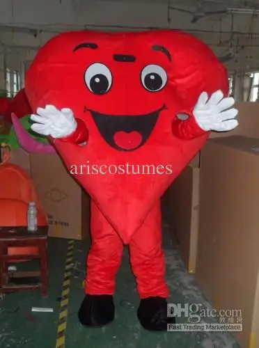 Vendita calda schiuma carino a forma di cuore cartone animato mascotte Costume peluche natale vestito operato Costume mascotte di Halloween