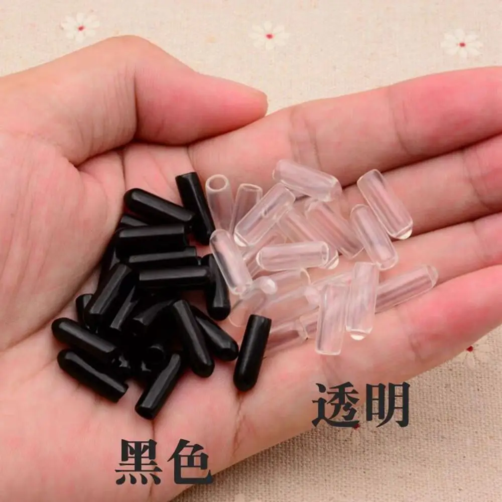 50 Pcs Black Clear Metal Headbands Ends Rubber Cover Cap 3-8mm for Choice