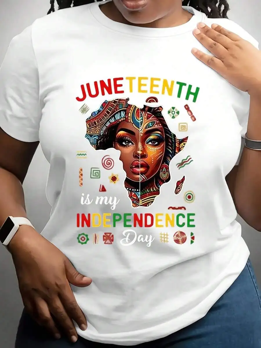 

Plus Size Juneteenth Is My Independence Day African American Woman T-Shirt Celebrating Freedom Heritage