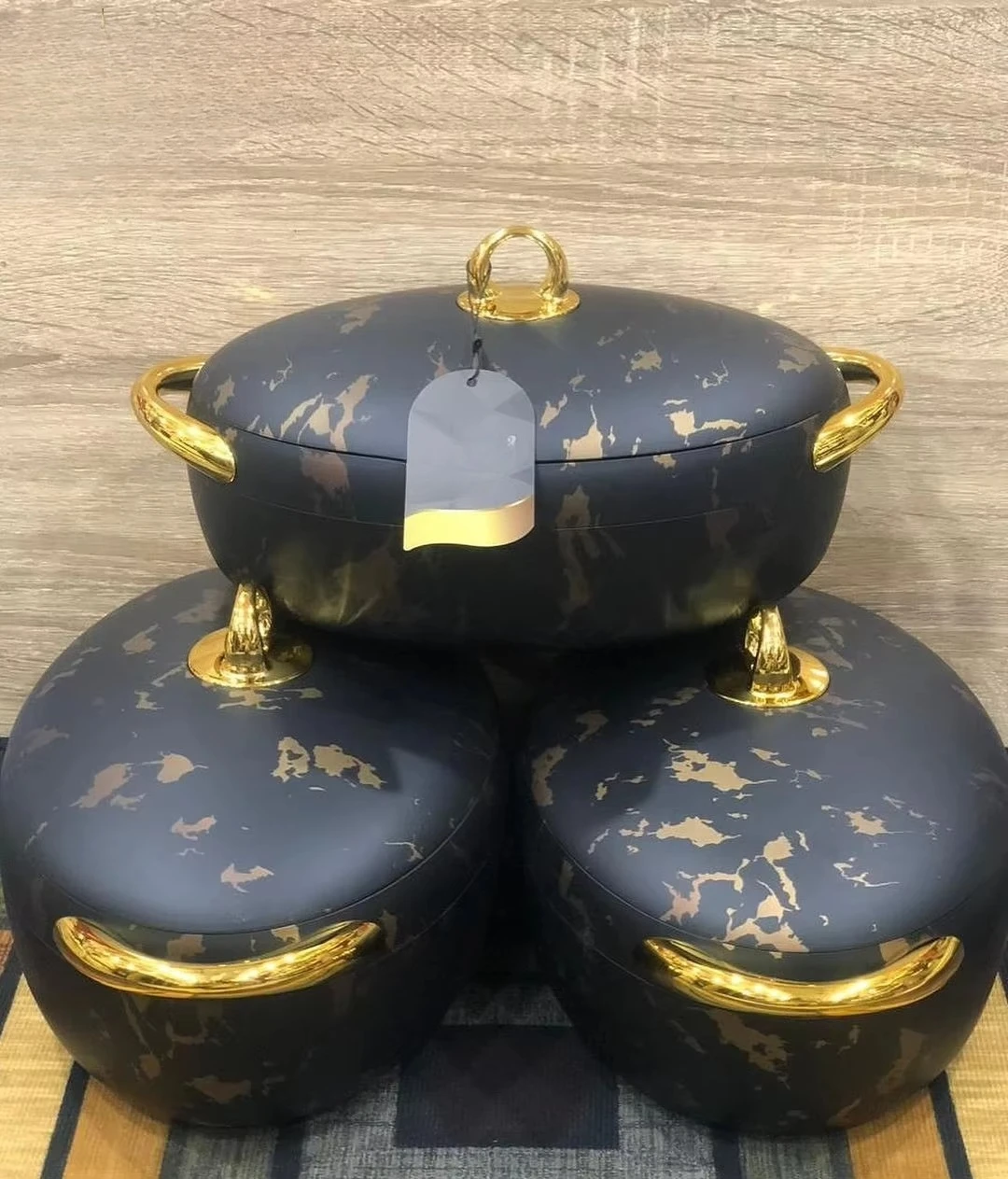 Heat Insulation Casserole Hot Pot Set 2.0L + 2.5L + 3.0L Salad Bowl Hot Pot Food Warmer Tableware