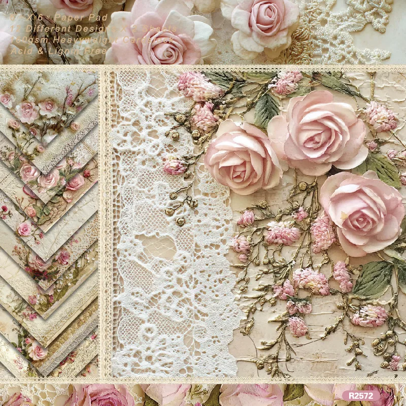 Suncraft 6 Inch Single-Sided Pattern Paper, DIY Scrapbook Journal Background Paper for Card Making R2572