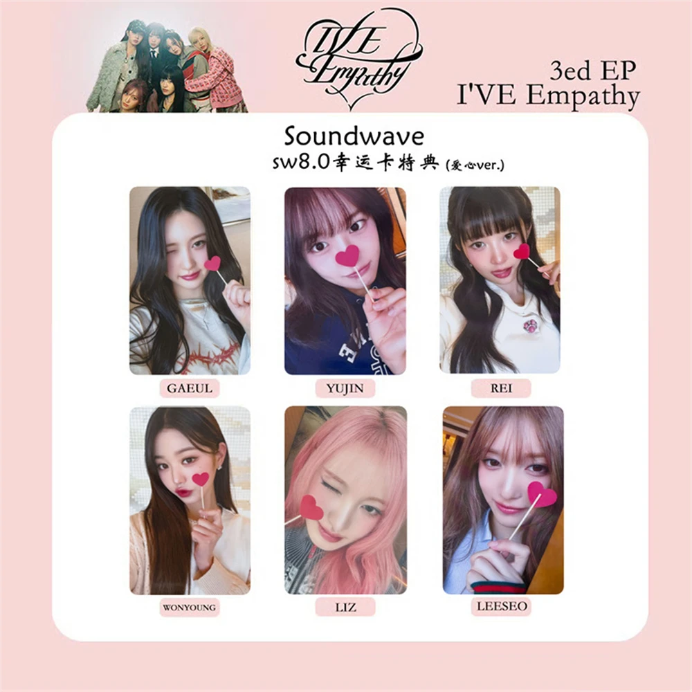 6 قطعة/المجموعة/مجموعة ألبوم KPOP IVE EMPATHY بطاقات بريدية Soundwave Photocard LEESEO WonYoung GAEUL YuJin LIZ REI بطاقات لومو على الوجهين هدية للمعجبين