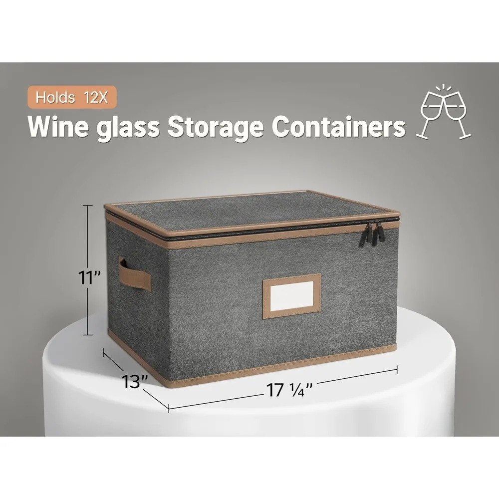 Protective Stemware Organizer - Premium Quilted Hard Shell Case for Wine Glasses & Glassware Storage & Transport