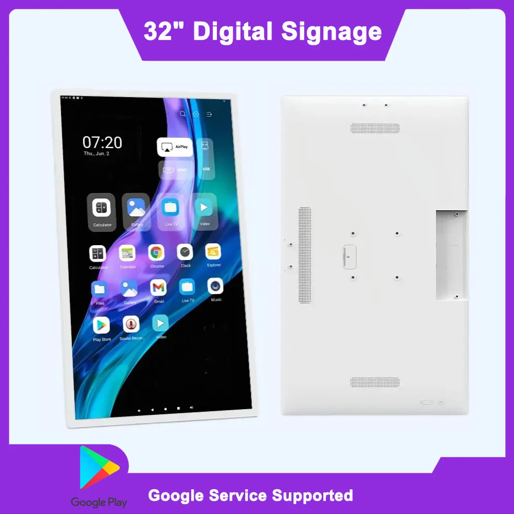 Wall Mount 32 Inch Android Touch Screen Tablet PC 8-core FHD 1920*1080P Display White & Black Color HDMI IN Monitor