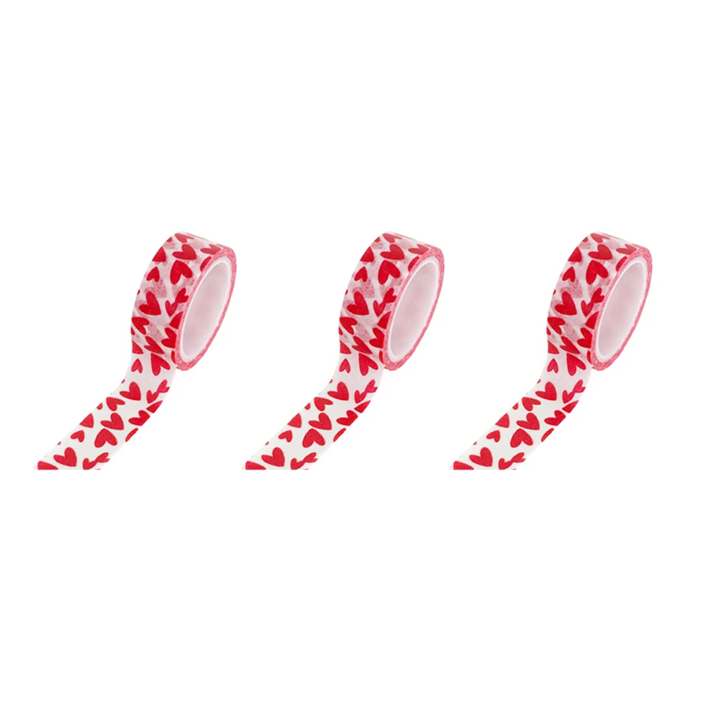 

6 Pcs Heart Pattern Tape for Crafting Photo Album Scrapbook Supplies Gift Wrapping Sticker Safe Premium Material Bright Color