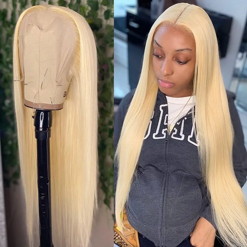 613 Blonde Bone Straight 13x4 HD Lace Front Wigs Transparent Brazilian Human Hair 13×4 Lace Frontal Wigs For Women Preplucked