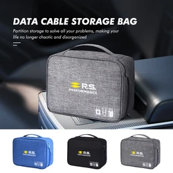 Car Data Line Storage Bag Anti-moisture Grid Multi-functional For Renaul RS Sport Megane 3 4 2 Clio 5 Line Sandero Scenic Logan