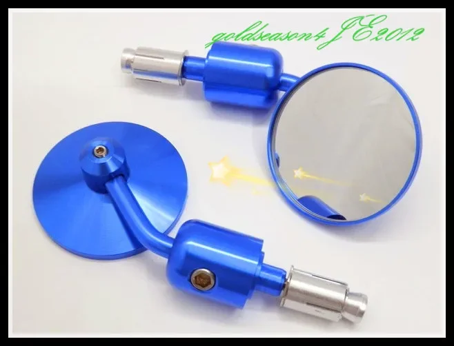 

PAIR awesome Blue CNC Aluminum 3" Handle Bar End Mirrors 7/8" Motorcycle Side Rearview