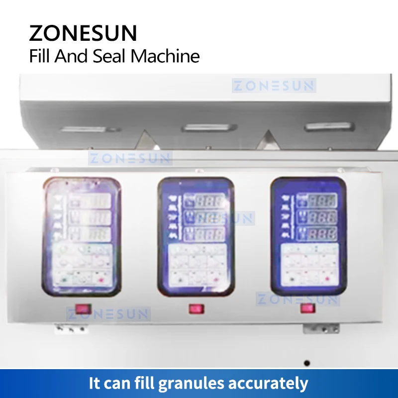 Автоматическая упаковочная машина ZONESUN для предварительно изготовленных мешков, устройство для запечатывания гранул, орехов, овсянки, попкорна, упаковочное оборудование