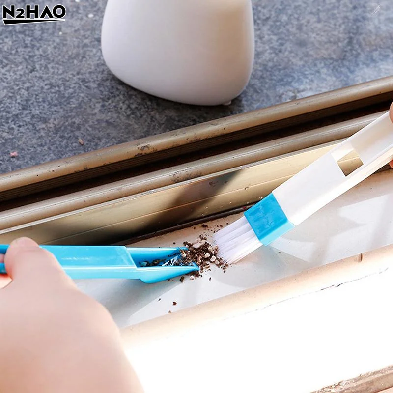 Portable Two-in-one Cleaning Brush Multifunctional Door and window Keyboard Groove Cleaner Dust Shovel Window Rail Cleaning Tool
