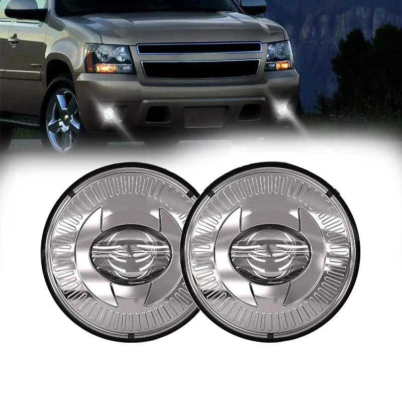 For Suburban Led Fog Lights Chrome/Black Round Fog Lamp Led Bumper Fog Lights for 2007-2014 Chevy Suburban/valanche/Tahoe/Camaro