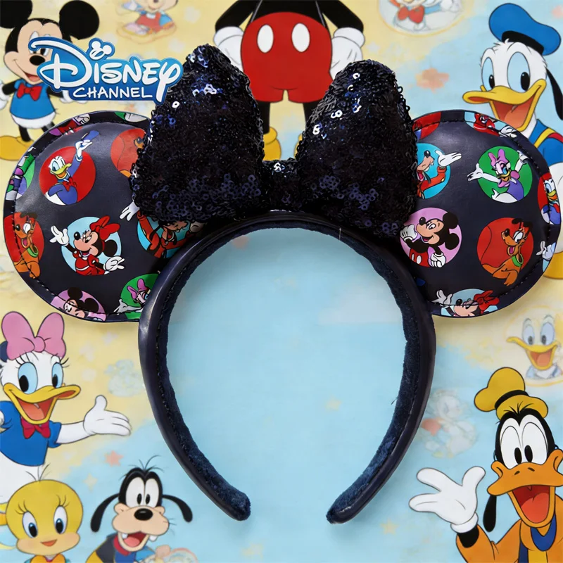 

Повязка на голову с блестками и принтом Микки Мауса и друзей — головной убор с изображением персонажей для тематических парков и повседневной носки