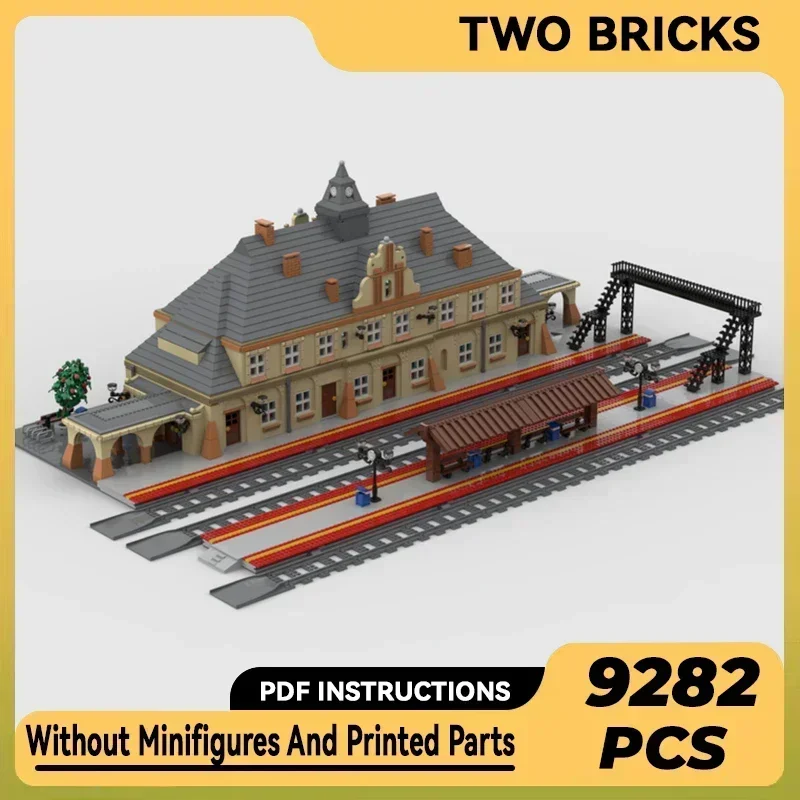 ชุดตัวต่อโมเดลสถานีรถไฟสไตล์นีโอคลาสสิก ของเล่นประกอบเอง ชุดของขวัญสำหรับเทศกาลคริสต์มาส