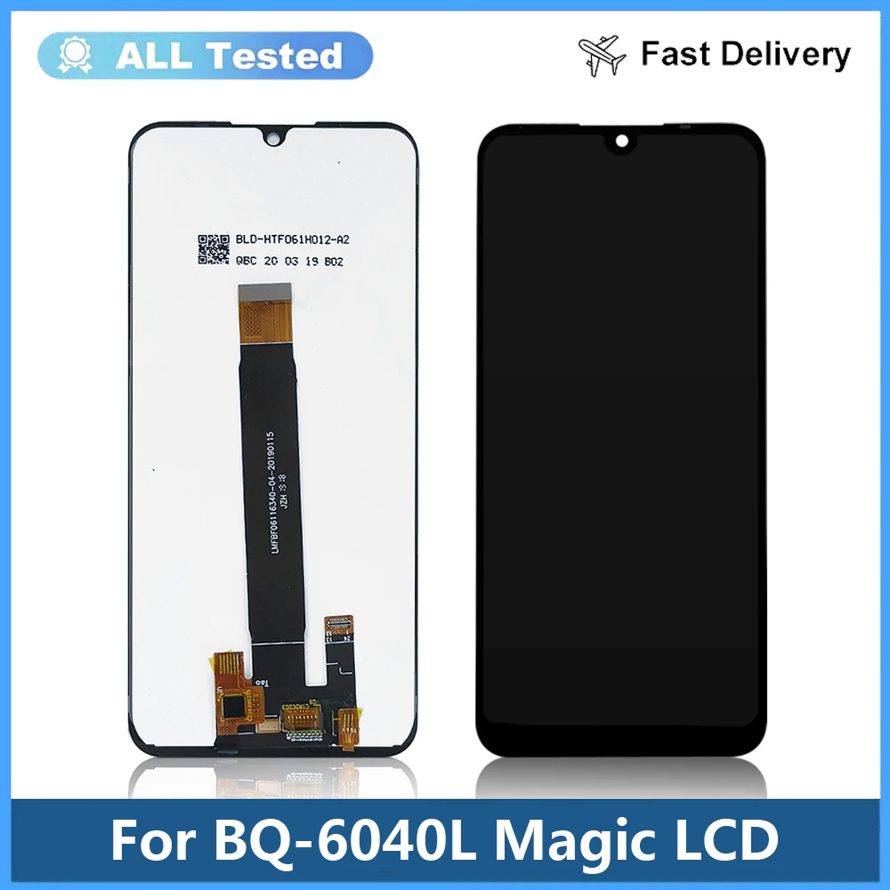 6.09''For BQ Mobile BQ-6040L Magic BQ6040L BQ 6040L BQ-6040L LCD Display Screen Touch Sensor Digitizer Black Color+Tape&Tool