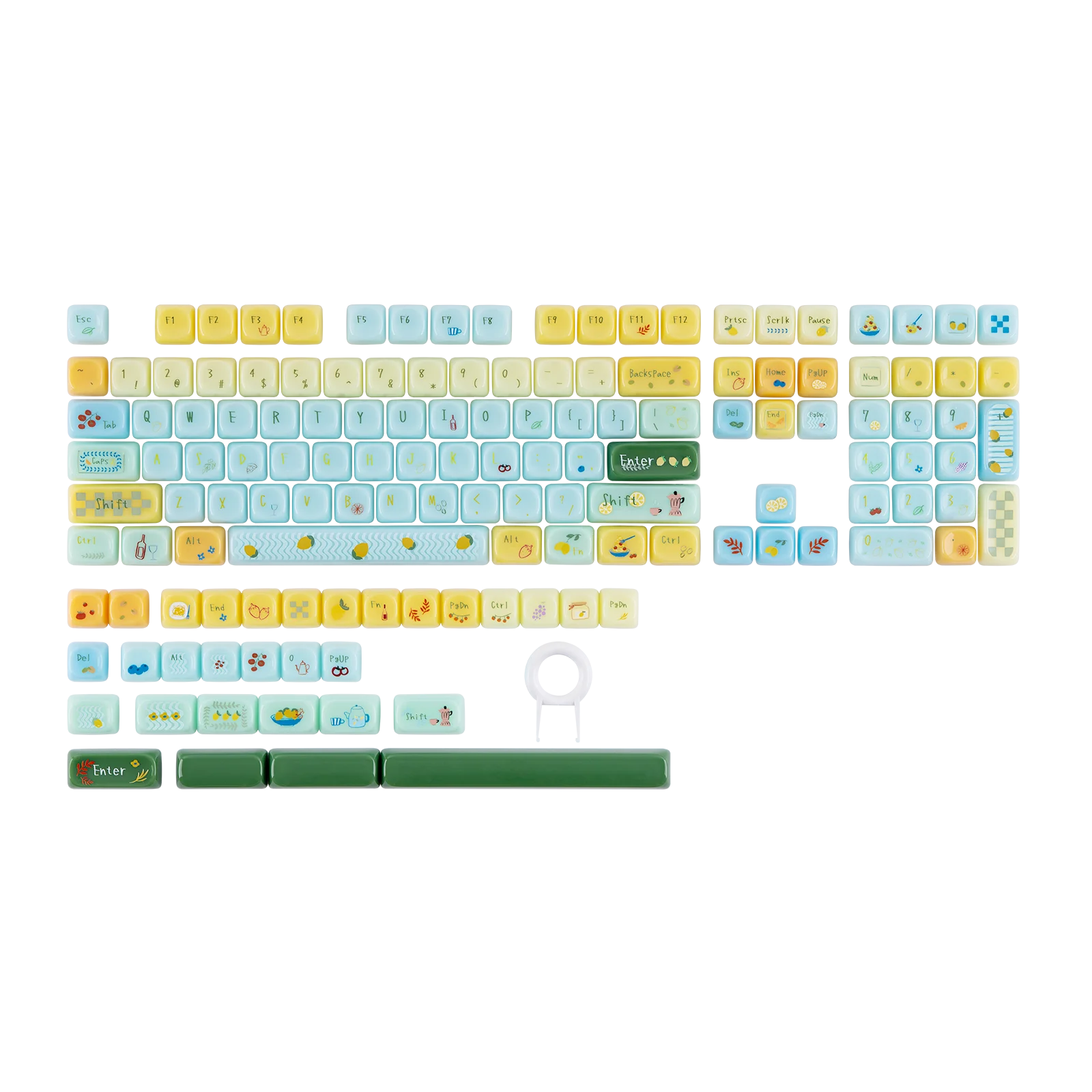KiiBOOM Sweet Lemon Summer Keycap Set 141 Keys MOA Profile PC Translucent Keycaps Compatible with MX-Style Mechanical Switches